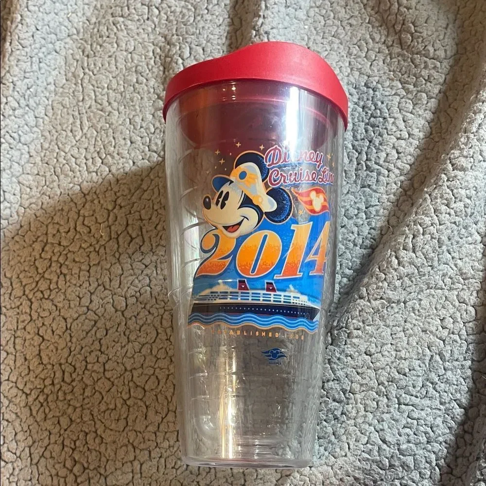 Disney Cruise Line tervis Tumbler with Red Lid 24 ounce